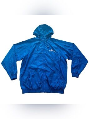 Vintage Six Flags Blue Uniform Windbreaker Adult Size 4X Lightweight Full Zip
